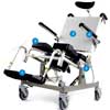 Shower wheelchair in silver and black