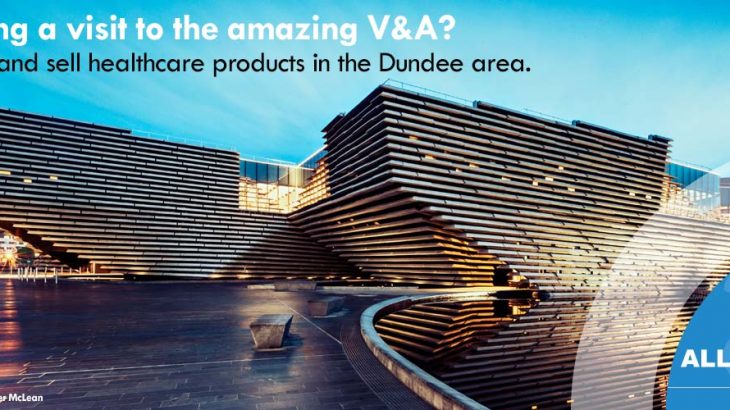 Planning a visit to Dundee V&A with image of museum lit up at night.